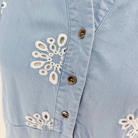 Esqualo Sleeveless Blue Embroidered Tiered Summer Dress Size 6 US / 36 EU - Picture 3 of 5